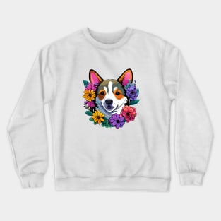 Dog With Flowers Crewneck Sweatshirt